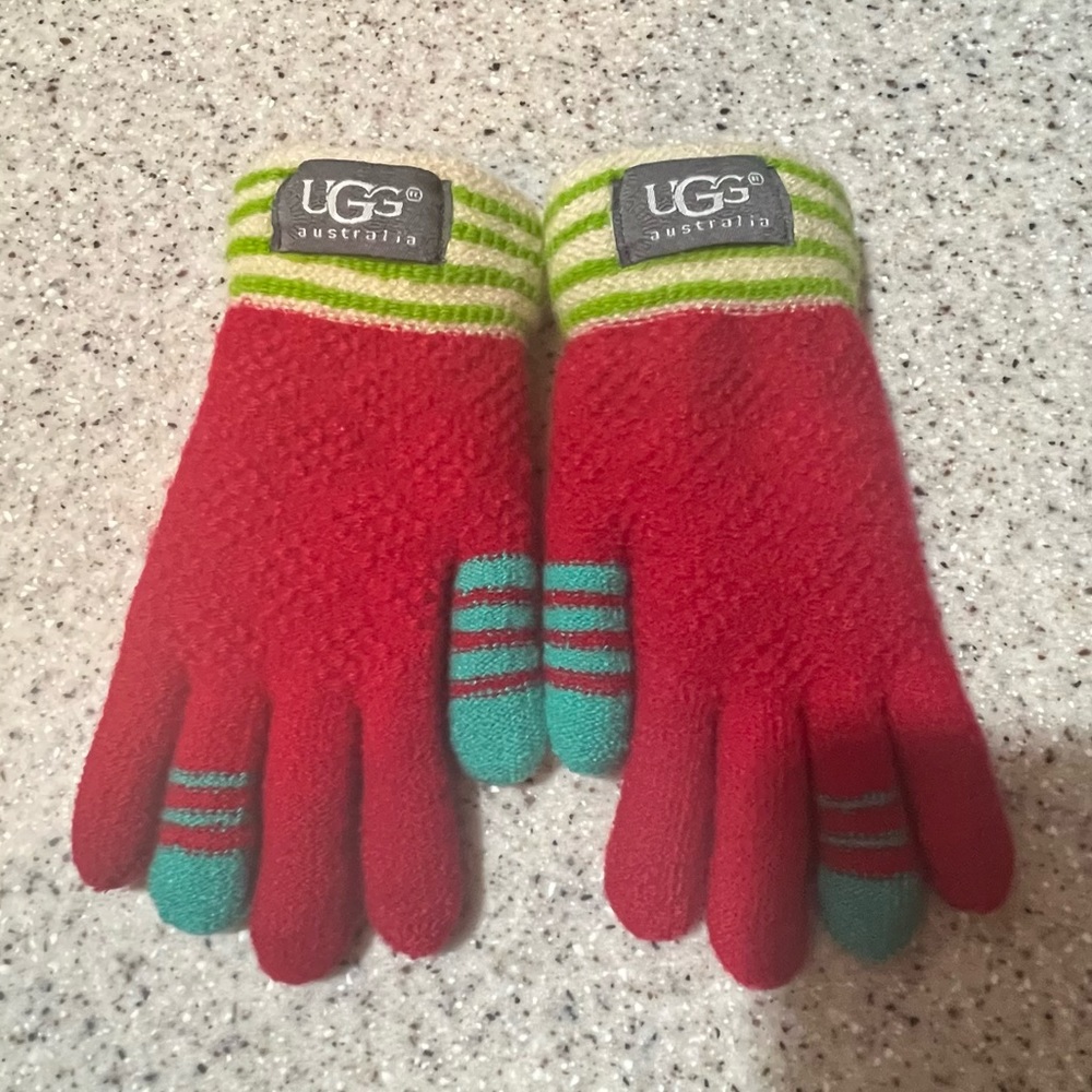UGG Australia Girls Winter Gloves Red/Blue/Green/Cream Ages 5-8 Size Youth Sm
